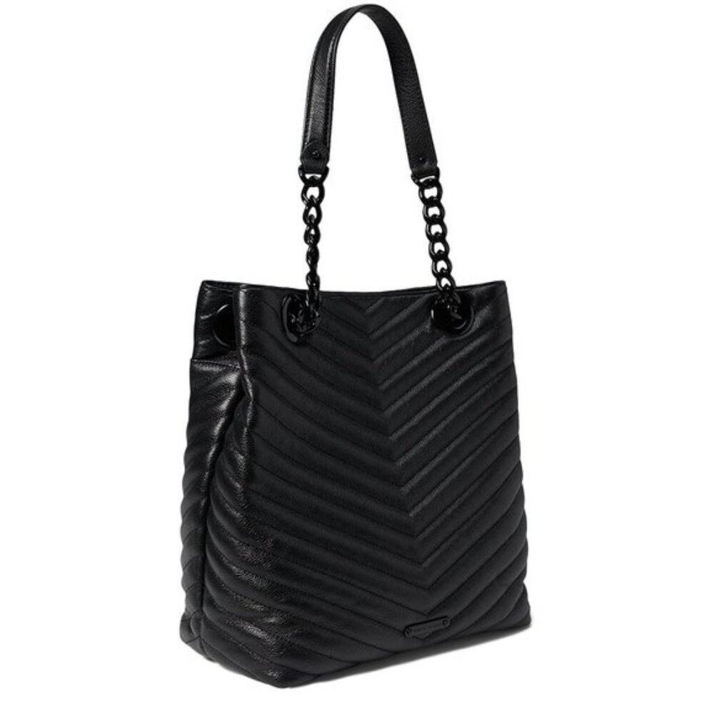 REBECCA MINKOFF Edie Bucket Bag Large. Quilted leather shoulder bag convertable - Picture 3 of 5